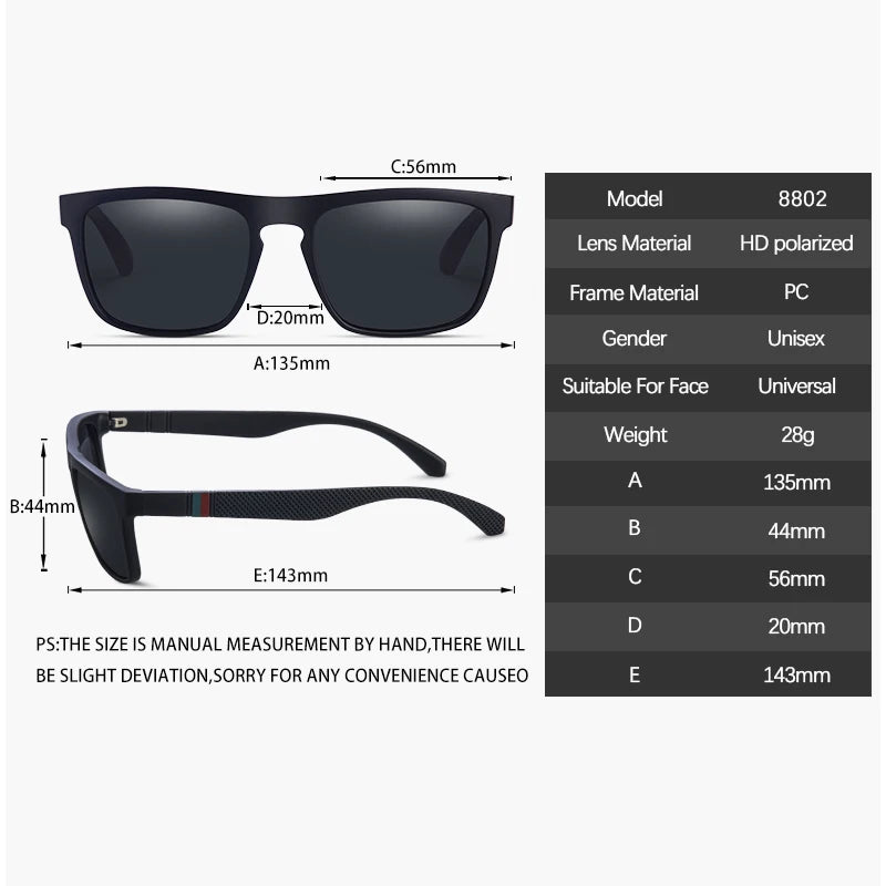 Fashion Square Vintage Polarisierte Sonnenbrillen Männer Frauen Retro Fahr- Angel- Sonnenbrillen UV400 Brille
