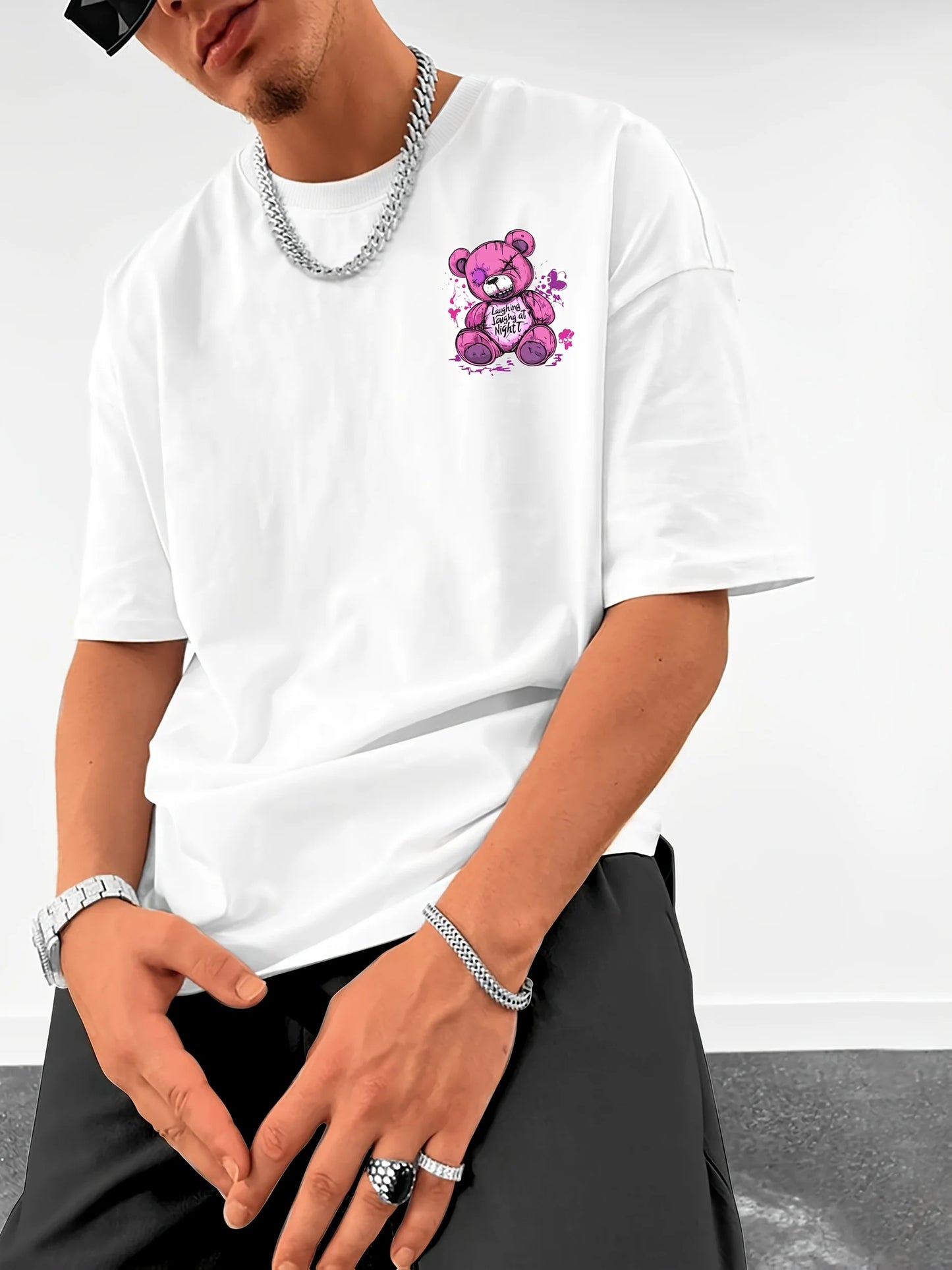 Men's Teddy Bear Letter Print T-Shirt | High Street Top
