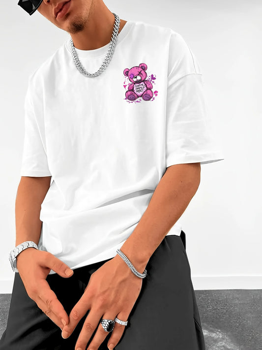 Men's Teddy Bear Letter Print T-Shirt | High Street Top