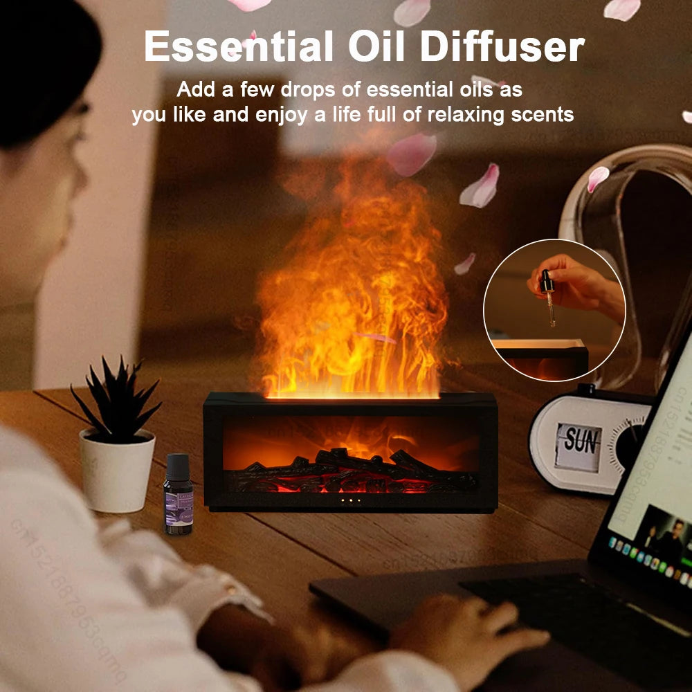 Luftbefeuchter, ätherische Öle, Luftbefeuchter für Zuhause, Aroma-Luftbefeuchter, Flammen-Aroma-Diffusor mit LED-Licht, Fernbedienung