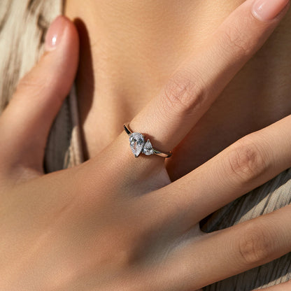 MODIAN Real 925 Sterling Silver Sparkling Water Drop Interweaving Dazzling Clear Pear CZ Finger Rings For Women Fine Jewelry