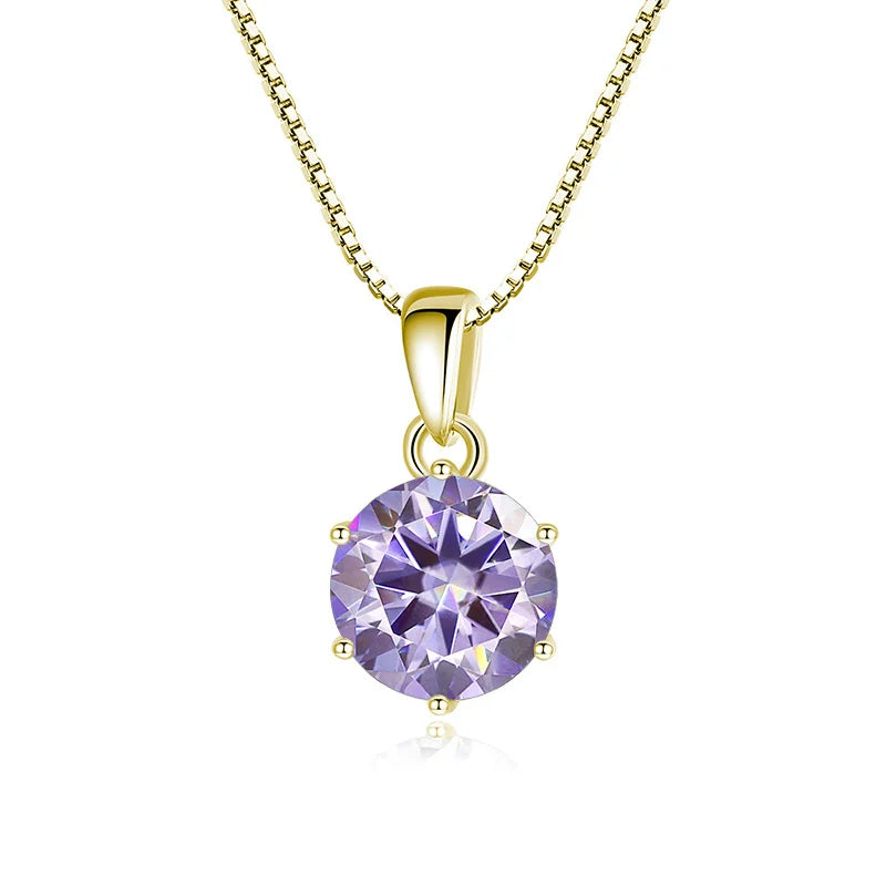 JoyceJelly 1 CT Real Moissanite Pendant Necklace For Women Royal Blue Color Moissanite 925 Sterling Silver Wedding Fine Jewelry