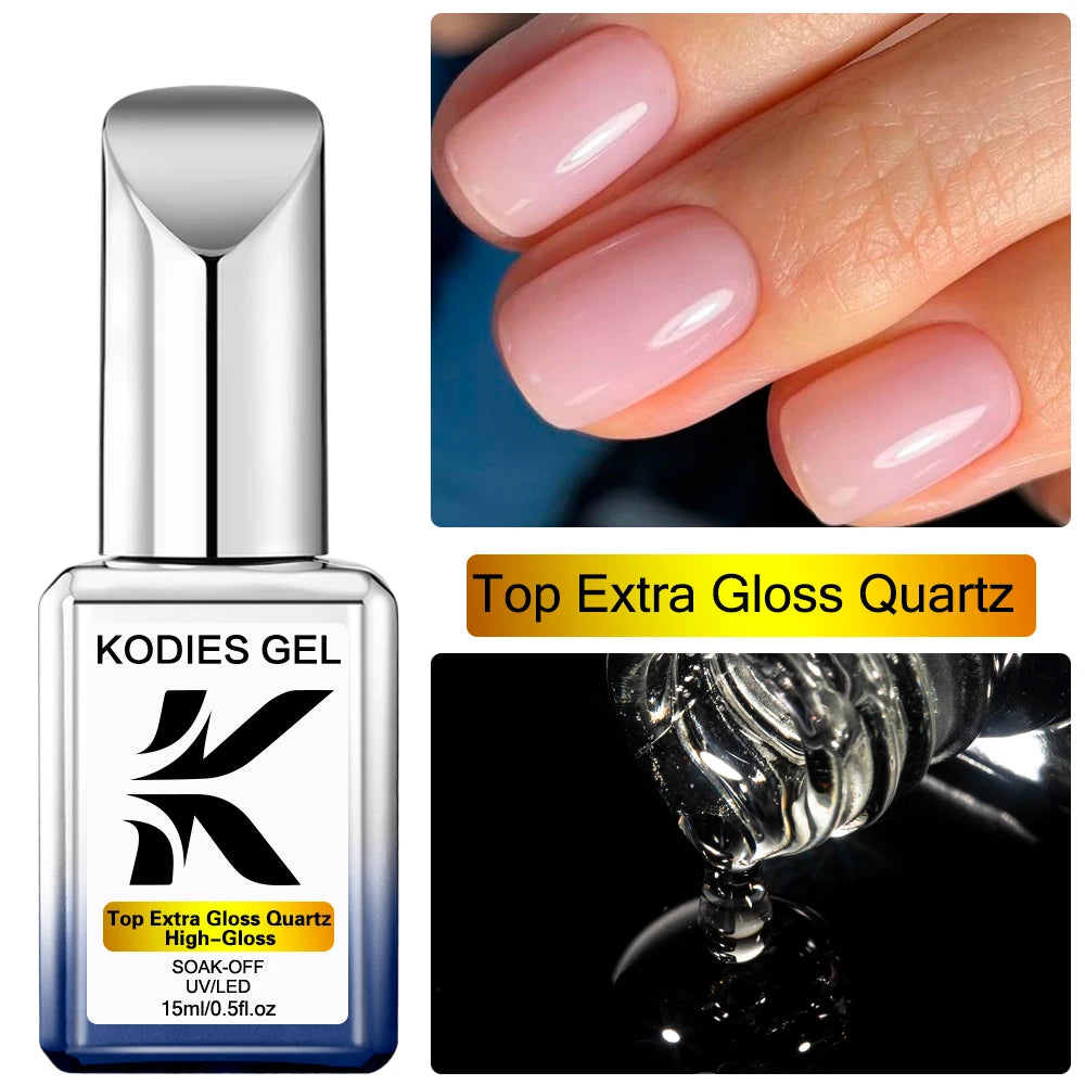 KODIES GEL Chrome Top Coat Nail Powder Finish UV Gel Nail Polish 15ML Super Shine Topcoat No Wipe Semi Permanent DIY Nails Art