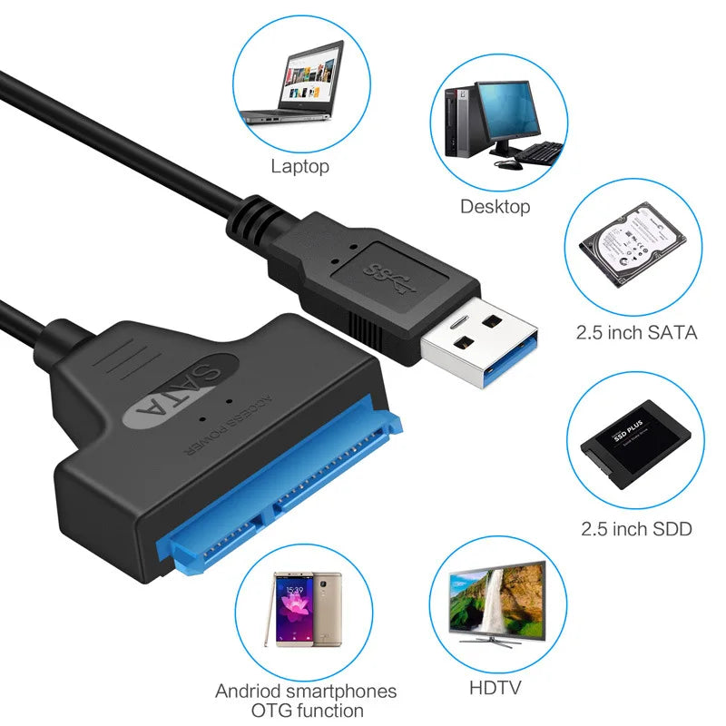 SATA to USB 3.0 Cable – 2.5" HDD SSD Adapter 6Gbps