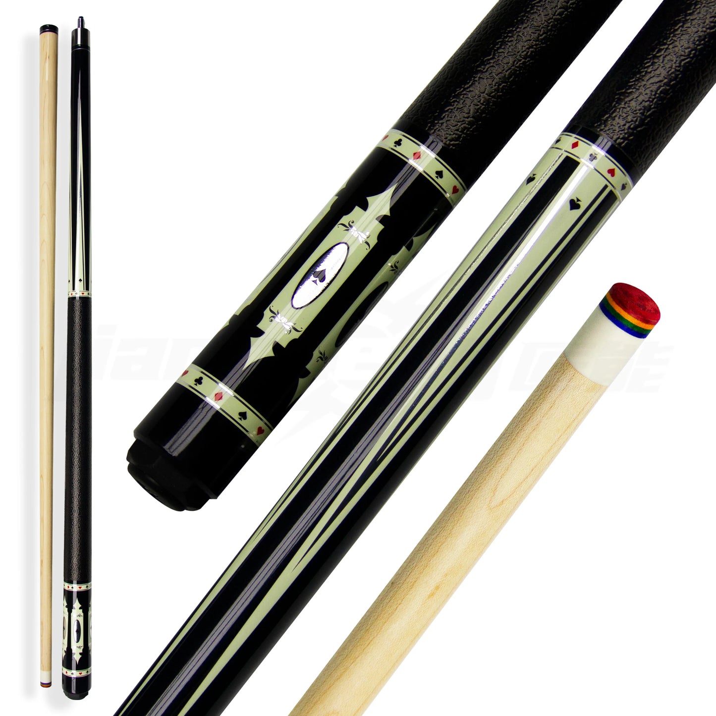 Rainbow Tip Maple Shaft Pool Cue 12.5mm 1/2 Split