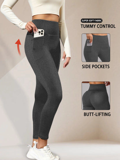 High Waisted Yoga Leggings with Pockets - Women's Super Soft Tummy Control for Workout and Everyday Comfort