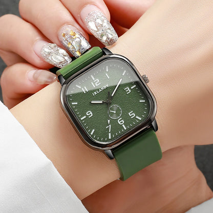 Fashion Square Damenarmbanduhr Lässige Silikonarmband Quarzuhr Sportarmbanduhr für Herren Damen Studenten (Ohne Box)