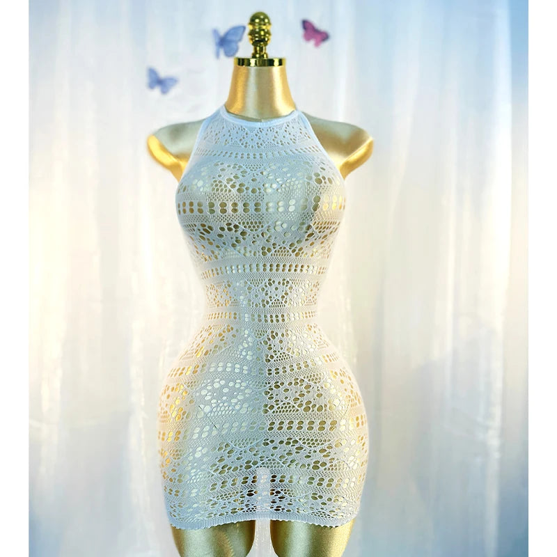 Sexy Strandkleid mit Netzmuster, ohne Bikini, für den Sommerurlaub DSH698
