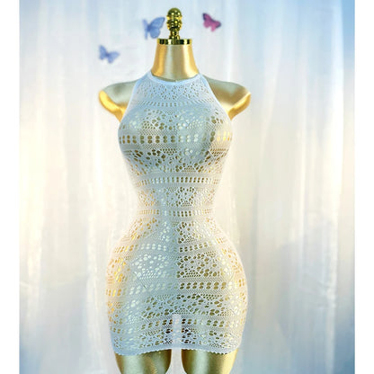 Sexy Strandkleid mit Netzmuster, ohne Bikini, für den Sommerurlaub DSH698