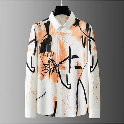 Teglex Luxury Letter Slim Fit Long Sleeve Dress Shirt
