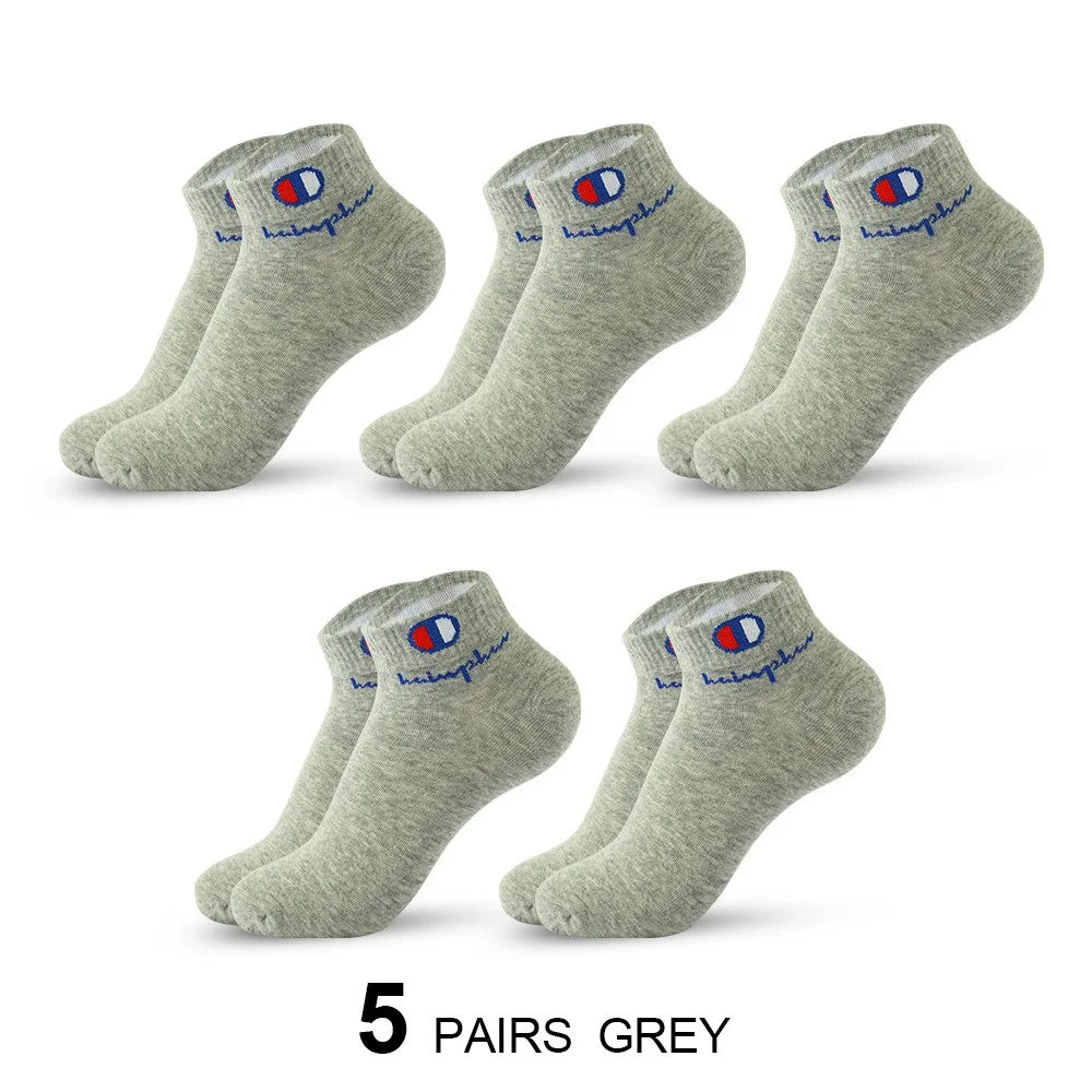 5/10/20 Paar Herren Knöchelsocken Baumwolle Klassische Markenmode Schwarz-Weiße Socken Atmungsaktive Mesh Sportsocken für den Sommer