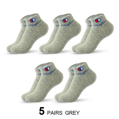 5/10/20 Paar Herren Knöchelsocken Baumwolle Klassische Markenmode Schwarz-Weiße Socken Atmungsaktive Mesh Sportsocken für den Sommer