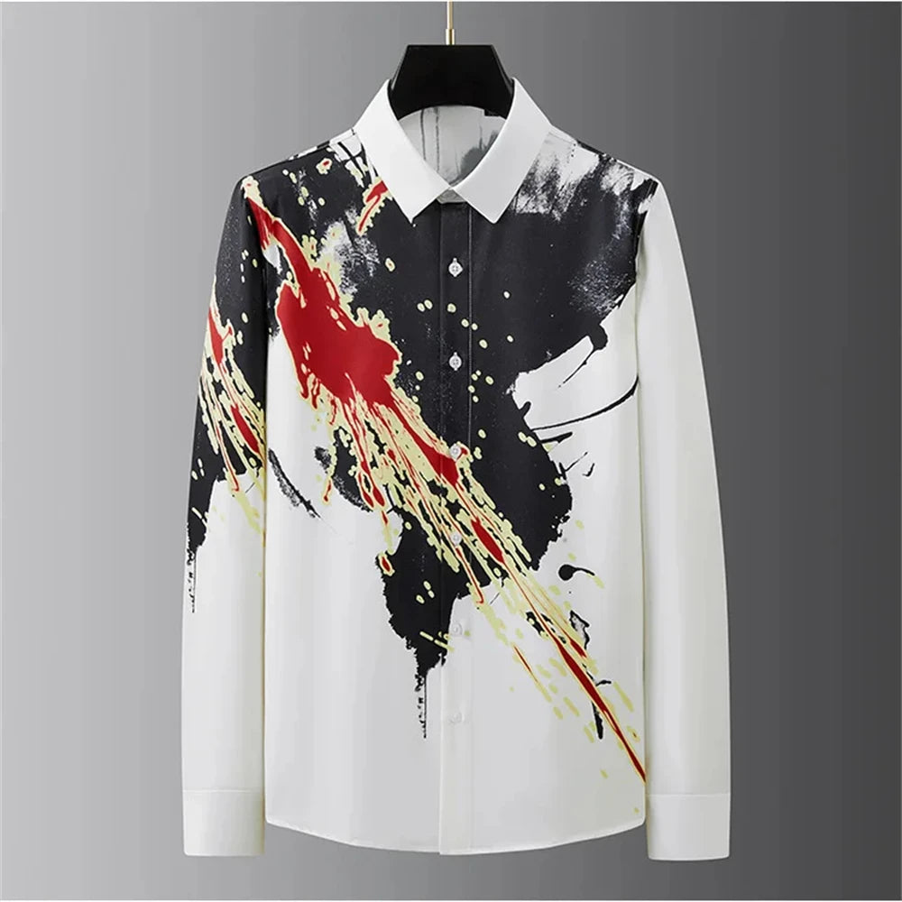 Teglex Luxury Letter Slim Fit Long Sleeve Dress Shirt