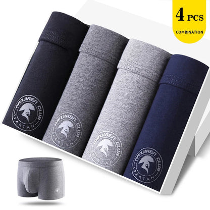 4pcs Men's Panties Sexy Shorts Cotton Underwear Male Breathable Boxers Solid Boxershorts Brand Underpants