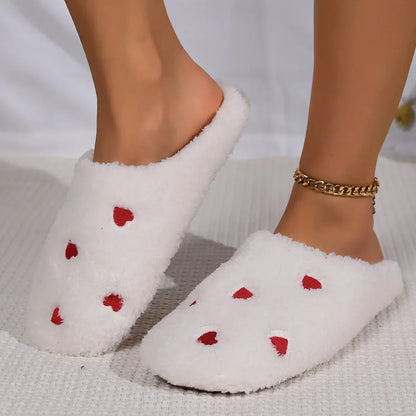 Winter Damen Herzförmige Hausschuhe Liebe Leise Weiche Sohle Schuhe Indoor Bequem Süß Leiser Teppich Leichtes Wohnzimmer