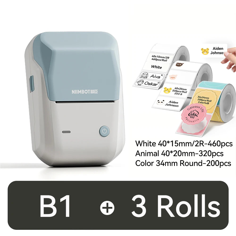 NIIMBOT B1 Portable Thermal Printer With Tapes 2 Inch Adhesive Label Printer Mini Bluetooth Sticker Maker Support Smartphones PC