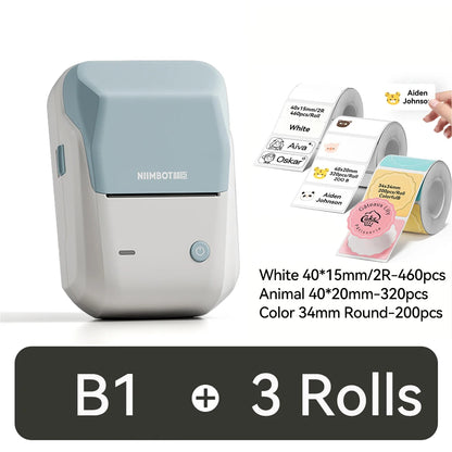 NIIMBOT B1 Portable Thermal Printer With Tapes 2 Inch Adhesive Label Printer Mini Bluetooth Sticker Maker Support Smartphones PC