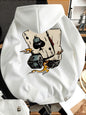 Men's Poker Card Print Hoodie Pullover Hoodie Sweater