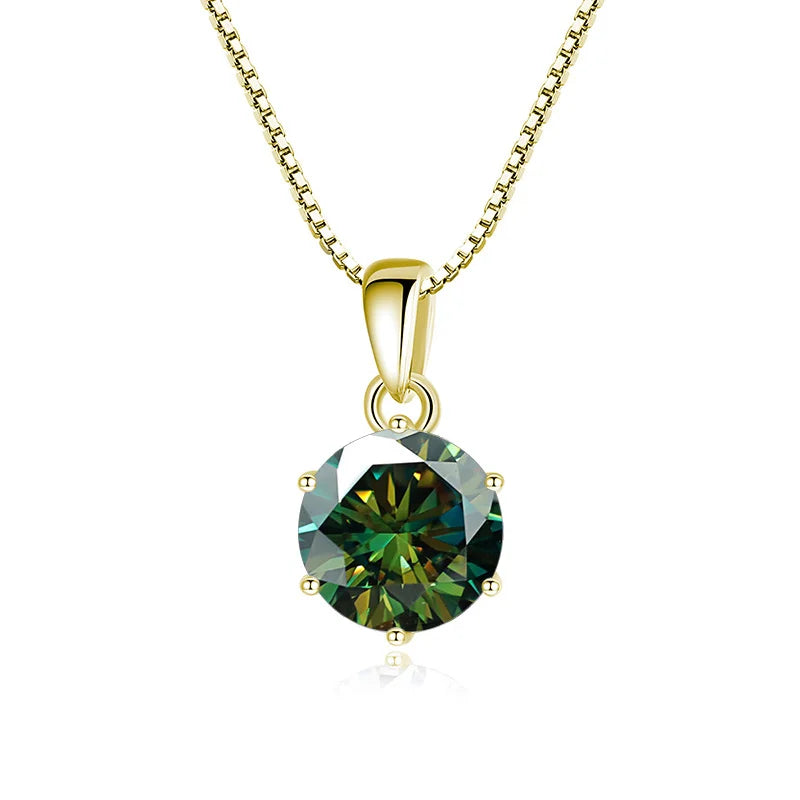 JoyceJelly 1 CT Real Moissanite Pendant Necklace For Women Royal Blue Color Moissanite 925 Sterling Silver Wedding Fine Jewelry