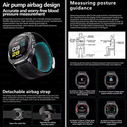 2025New Nursing Grade Air Pump Airbag Accurate Measure ECG Blood oxygen SmartWatches Men Blood Pressure Fitness Sport SmartWatch