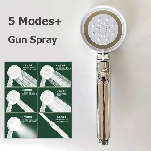 New 230mm Big Panel Showerhead 6 Mode Supercharge Rainfall Shower Head High Pressure Top Rain Shower Faucet Bathroom Accessories