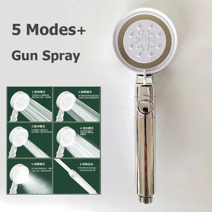 New 230mm Big Panel Showerhead 6 Mode Supercharge Rainfall Shower Head High Pressure Top Rain Shower Faucet Bathroom Accessories