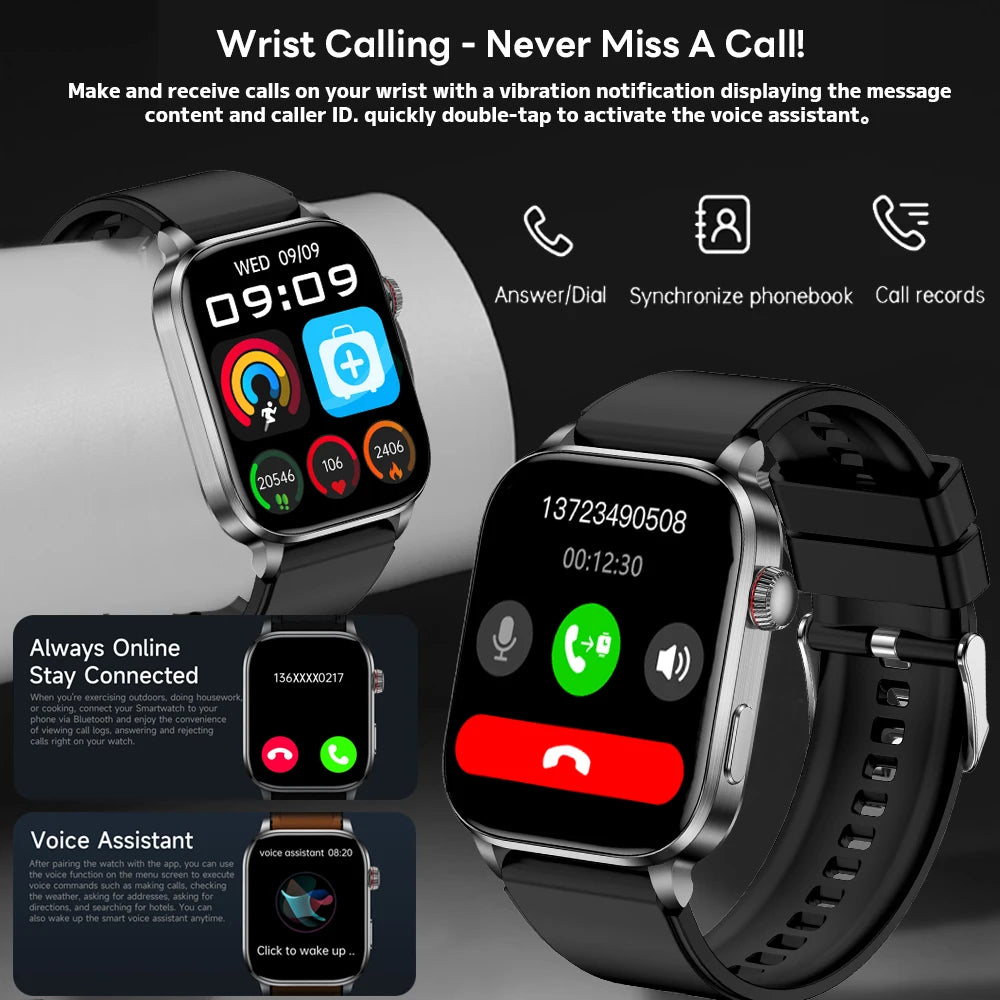 Laser Therapy Smart ECG Monitoring Uric Acid Blood Pressure Health Monitoring Bluetooth Call Smartwatch