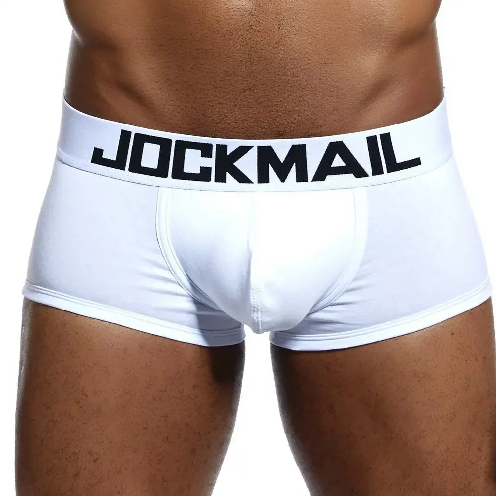 JOCKMAIL Marken Herren-Slips, atmungsaktive Boxershorts, Baumwolle, Herrenunterwäsche, U-förmiger Beutel, sexy Unterhose, bedruckte Blätter, Homewear-Shorts