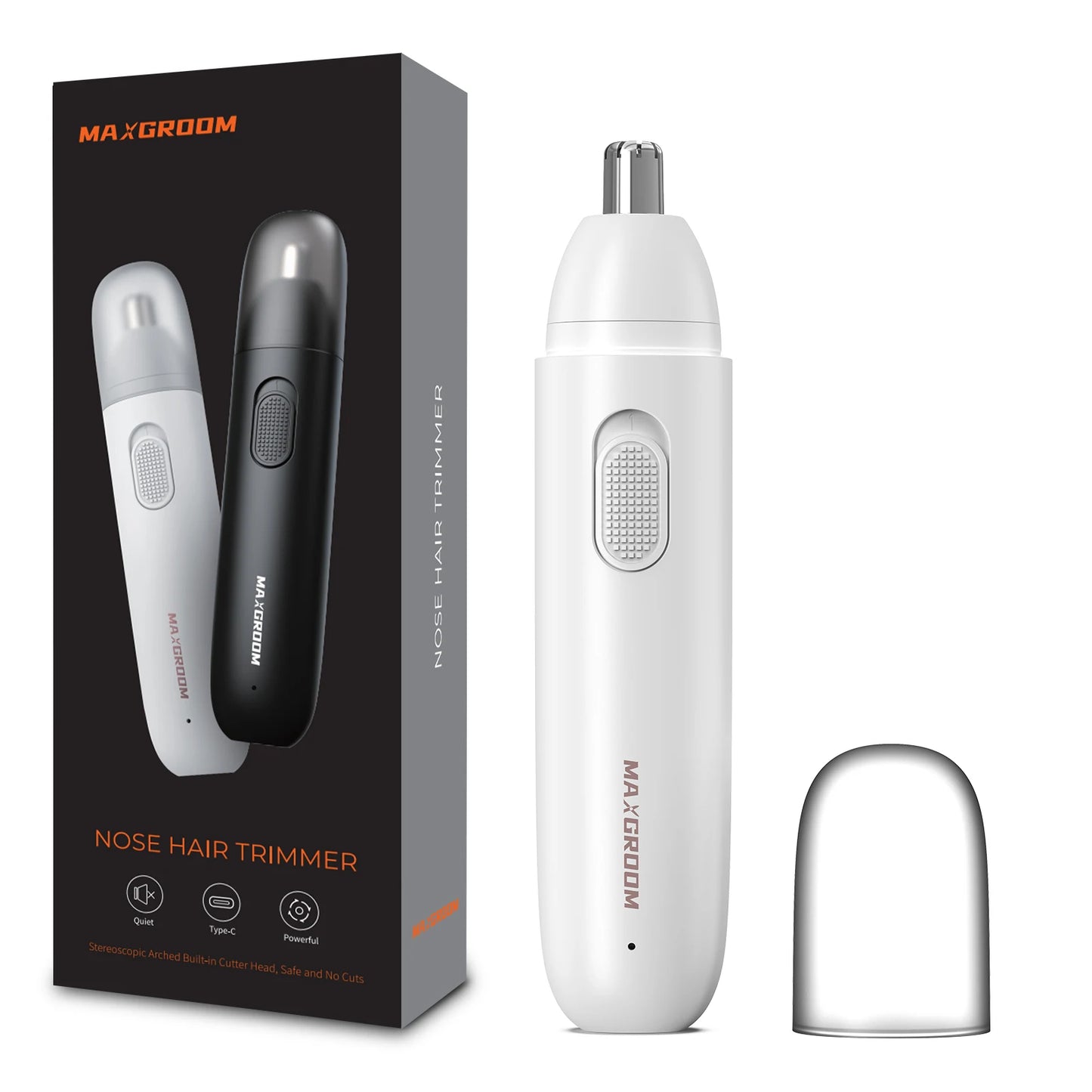 MAXGROOM Nasenhaartrimmer für Herren, wiederaufladbar, 360° rotierend, Zweiklingen-Elektrorasierer, Augenbrauen-Nasenhaartrimmer, schmerzfrei, sicher