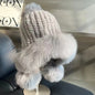 Real Mink Fur Hatfor Women Woven Fur Fisherman Hat With Fox Fur Ball  Thickened Warm Ear Protection Hat Hand Beanies Bonnets Cap