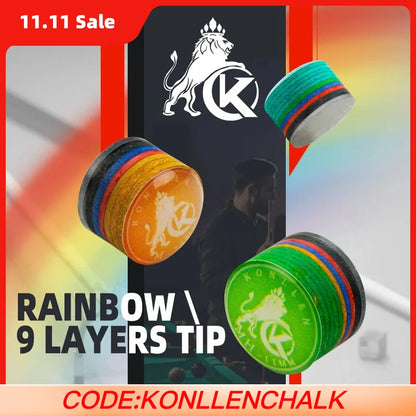 KONLLEN Cue Tips Rainbow Tips 11/14mm Multilayer Cuetips Snooker Hardness S/SS/SX/M/MH/H Pig Skin CRICAL Cue Tip Accessories