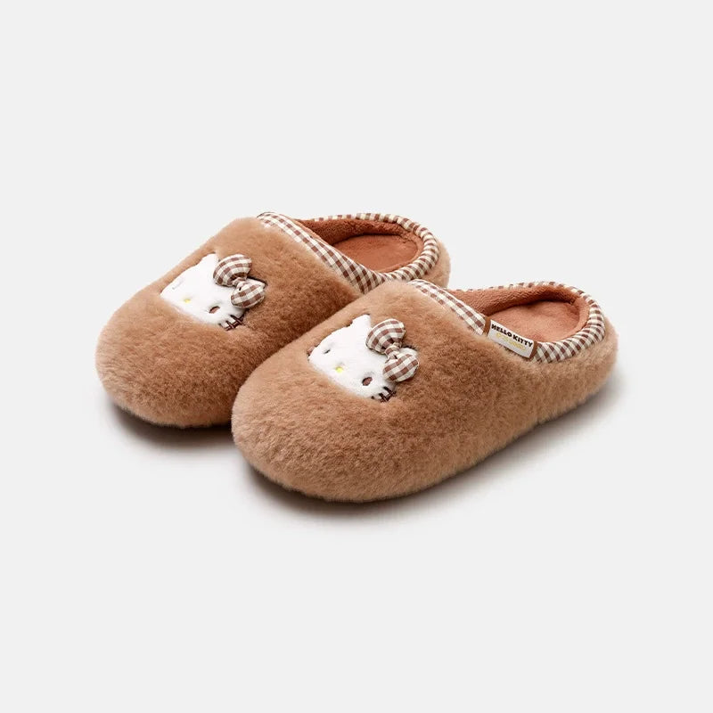 Autumn Winter Hello Kitty Slippers For Women Plush Cute Sanrio Home Warm Cotton Slippers Cartoon Home Indoor Shoes Gifts