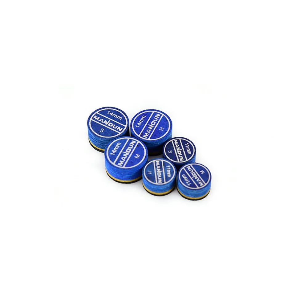 ManDun Professional Mehrschichtiger Leder Billard Queue Tip Meeresblau 11mm 14mm