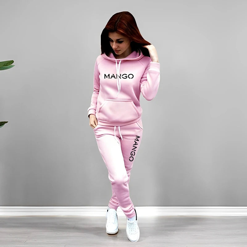 Letter Printing Womens Tracksuit Casual Hooded Sweatshirt 2 Pcs Set Sports Jogging Home Woman Clothing Street Quality Pants Suit