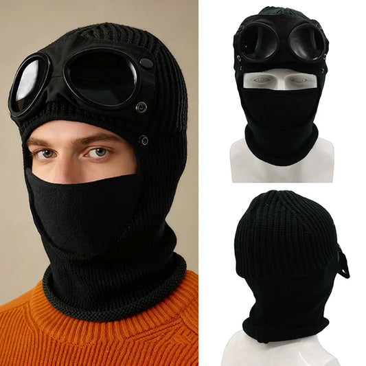 Winter Aviator Knitted Hat Full Face Cover Cycling