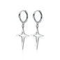 Simple Silver Color Star Earrings for Women Opal Stone Heart Hoop Earrings Punk Y2K Cute Daily Wear Jewelry Party Gifts