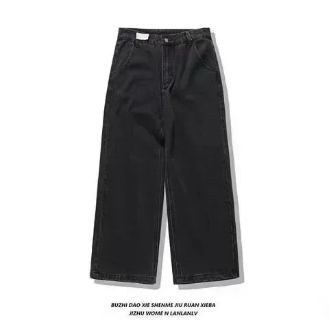Street Fashion Trend Totenkopf bestickte Jeans Damen Harajuku Y2K Neue Hip Hop Joker Straight Wide-Leg Hosen Paar Freizeitjeans
