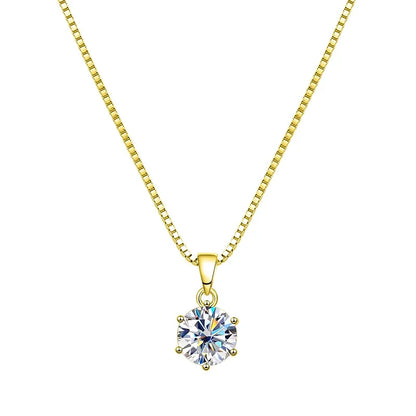 EWYA 1 2 Carat Real Moissanite Pendant Necklace For Women 6 Prong 100% 925 Sterling Silver Wedding Party Bridal Fine Jewelry