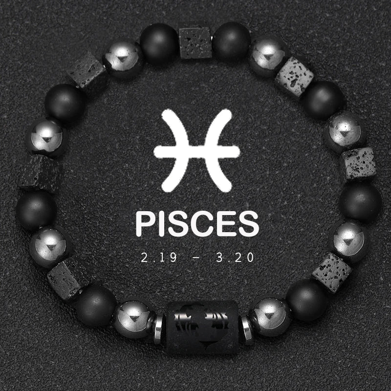 12 Zodiac Bracelets Natural Stone Cancer Virgo Leo Libra Bracelet Couples Friendship Gifts Bracelets Jewelry pulsera hombre