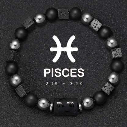12 Zodiac Bracelets Natural Stone Cancer Virgo Leo Libra Bracelet Couples Friendship Gifts Bracelets Jewelry pulsera hombre