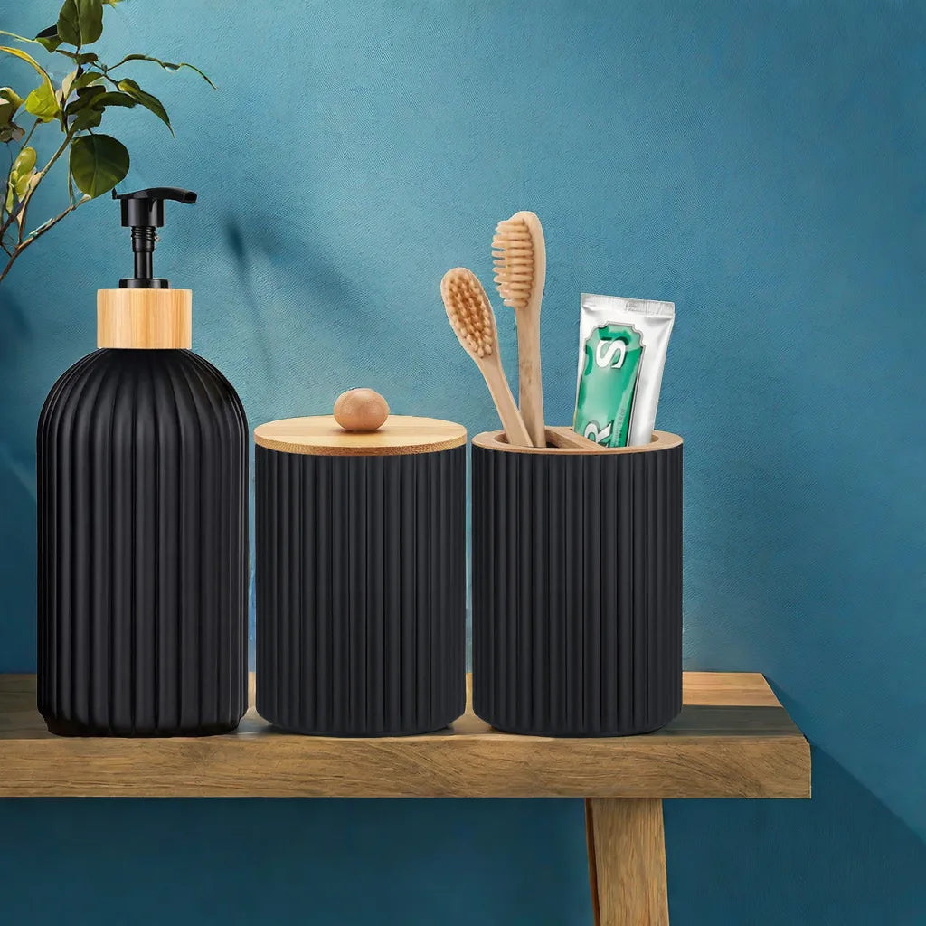 Bathroom Soap Dispenser & Toothbrush Holder Organizer