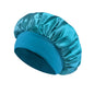 Damen Satin Haube Schlafhaube Haarpflege Seidenhaube Einfarbige breitkrempige Schlafhaube mit elastischem weichen Band