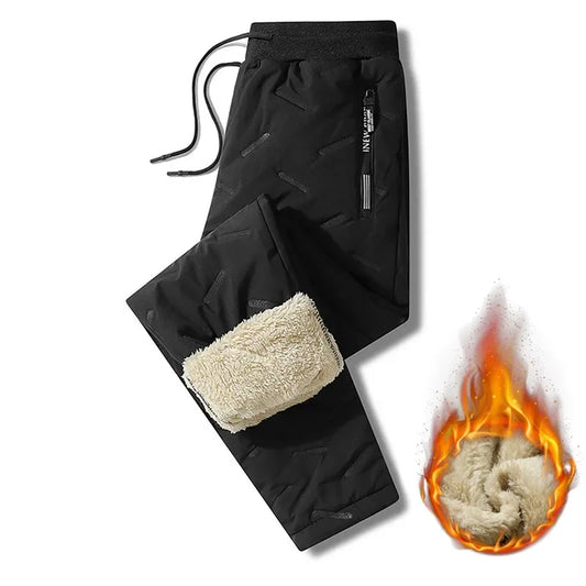 Men's Plush Fleece Thermal Sweatpants Windproof Winter Pants