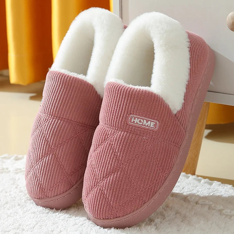 Soft Sole Fur Slippers Women Winter Warm Fuzzy Plush Shoes