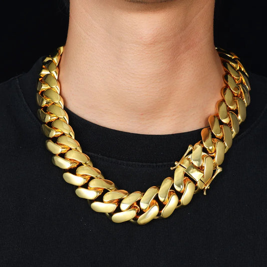 25mm Rhombus Cuban Link Chain Necklace Hip Hop