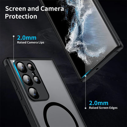 Luxuriöse Magsafe Wireless Ladehülle für Samsung Galaxy S20 S21 S22 S23 FE S24 Plus S24Ultra Stoßfeste Matte Klare Rückabdeckung
