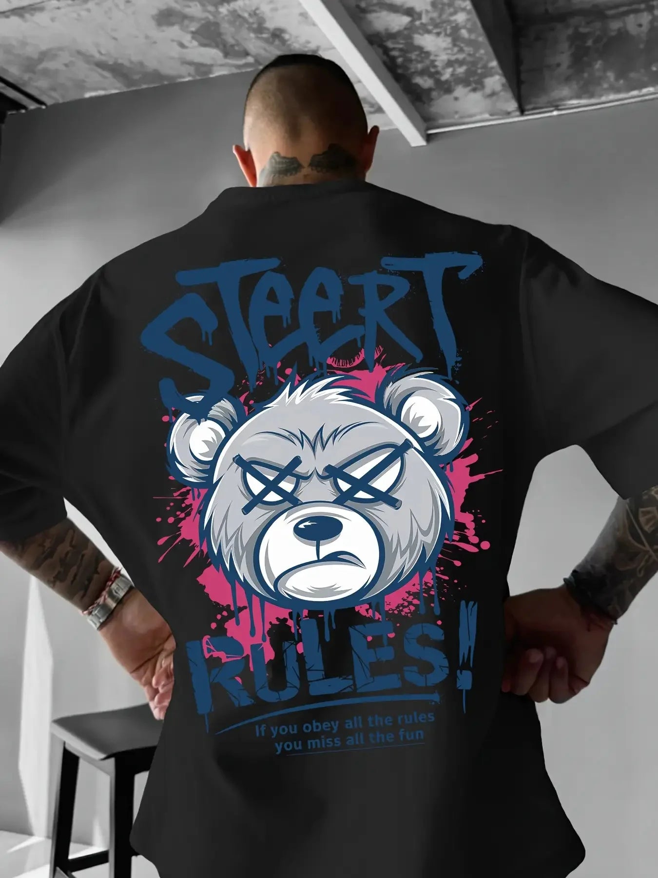 Men's Angry Bear Print T-Shirt | Breathable Street Top
