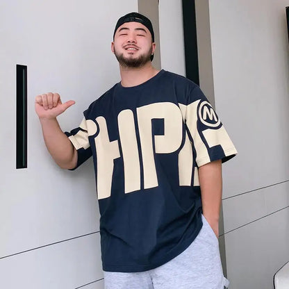 Men's Oversized Alphabet Print T-Shirt | 5XL