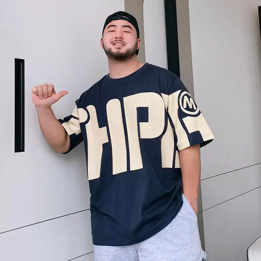 Men's Oversized Alphabet Print T-Shirt | 5XL