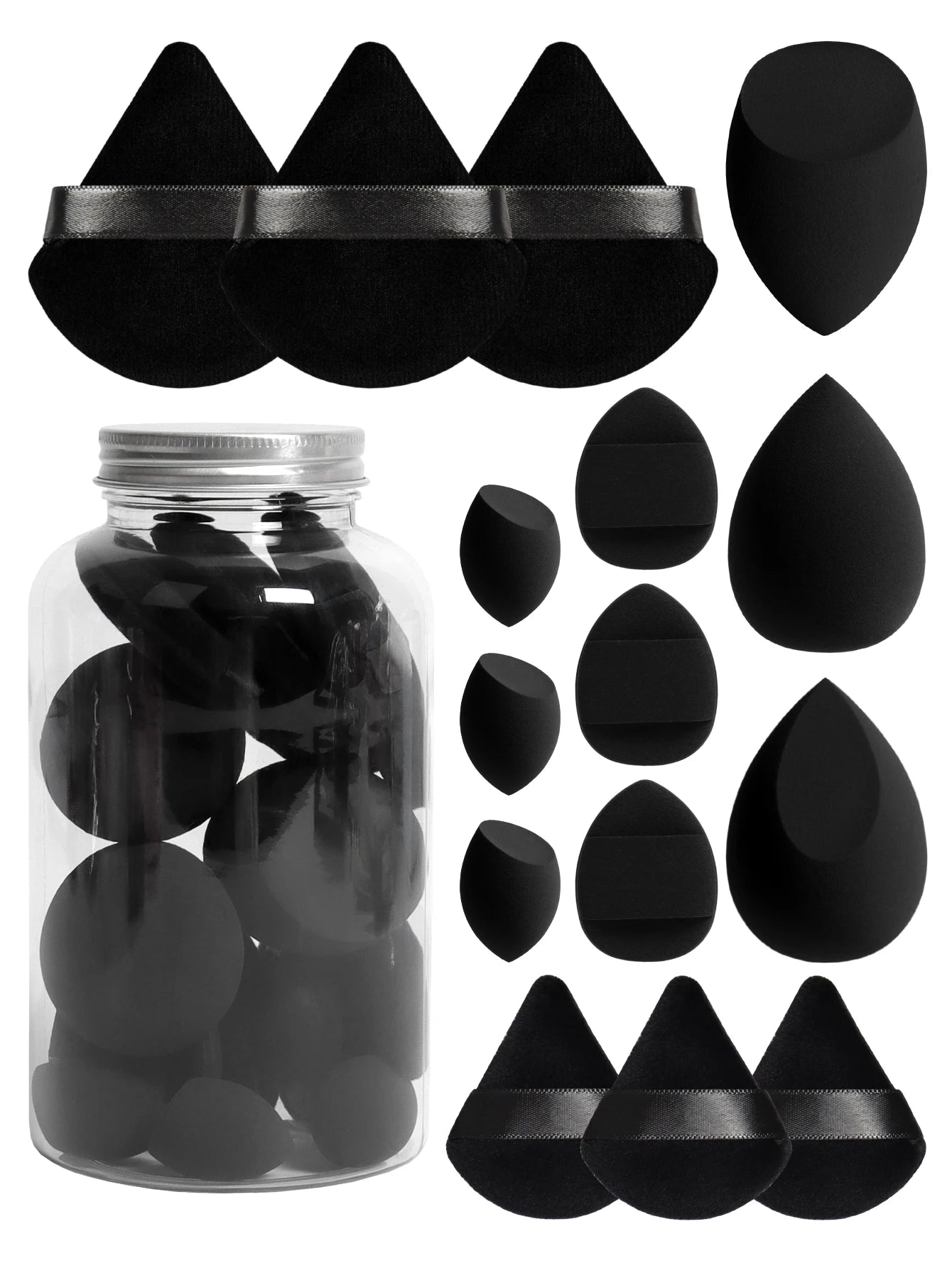 Spring 15 Cans,3 Loose Powder Puffs & 3 Mini Loose Powder Puffs & 3 Mini Makeup Eggs & 3 Mini Air Cushion Puffs, Foundation Mix